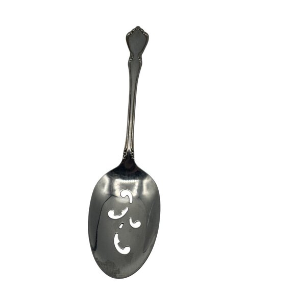 Oneidacraft Deluxe Stainless Steel Pierced Serving Spoons Spatchula Set Of 2 - Picture 6 of 8